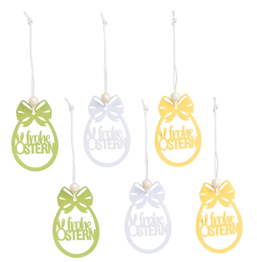 6 decorazioni per porta in metallo, giallo/verde/bianco, 6x9 cm