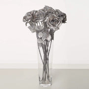 12 rose artificiali con effetto luminoso, alte 69 cm, realizzate in seta, plastica e metallo