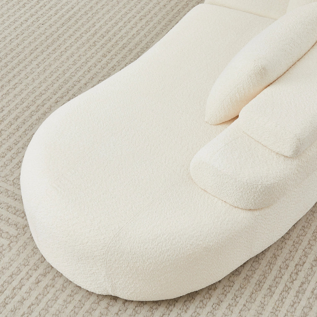 Divano modulare in ciniglia beige a 2 elementi con 3 cuscini