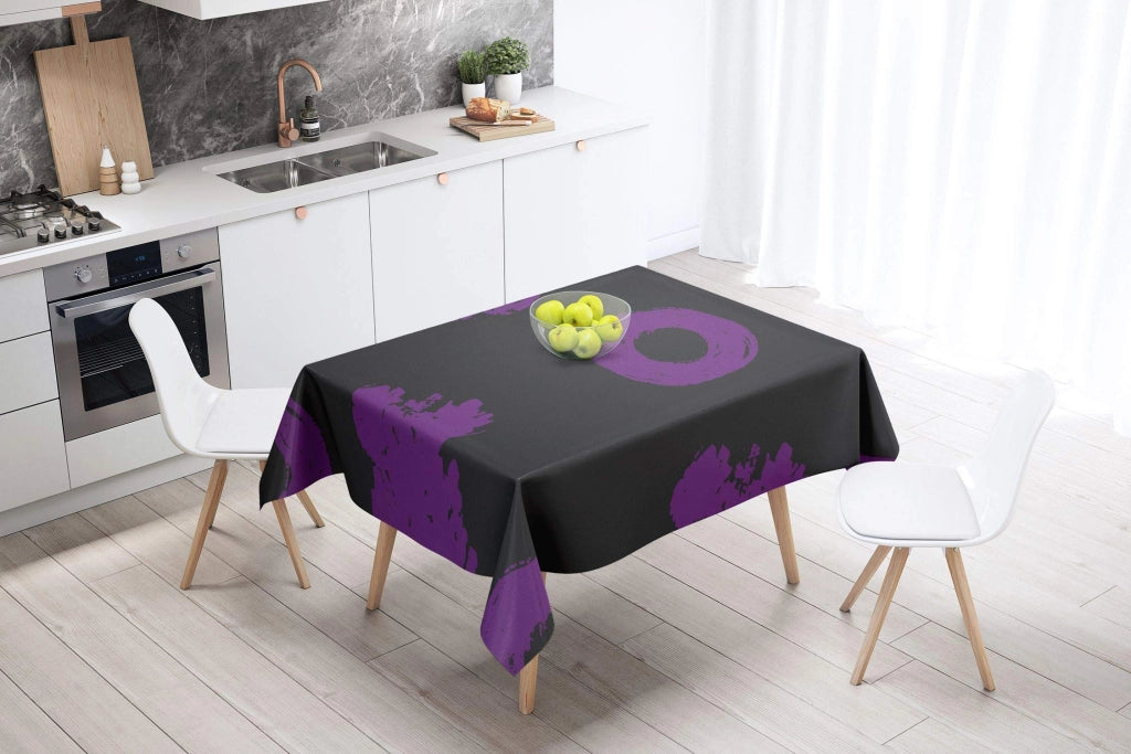 Tovaglia 140x140 cm, in poliestere, idrorepellente, color lilla/nero