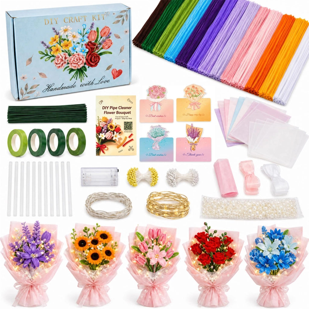Set di 900 scovolini per fiori, 16 colori, filo di ciniglia, kit per lavoretti