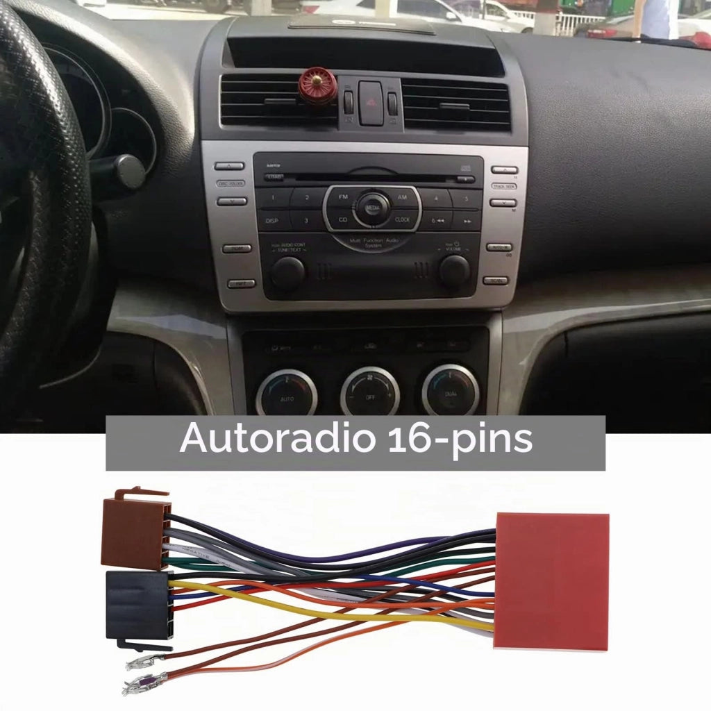 Adattatore per cablaggi auto ISO, compatibile con modelli Mazda a partire dal 2001, con 16 pin, lunghezza 19 cm