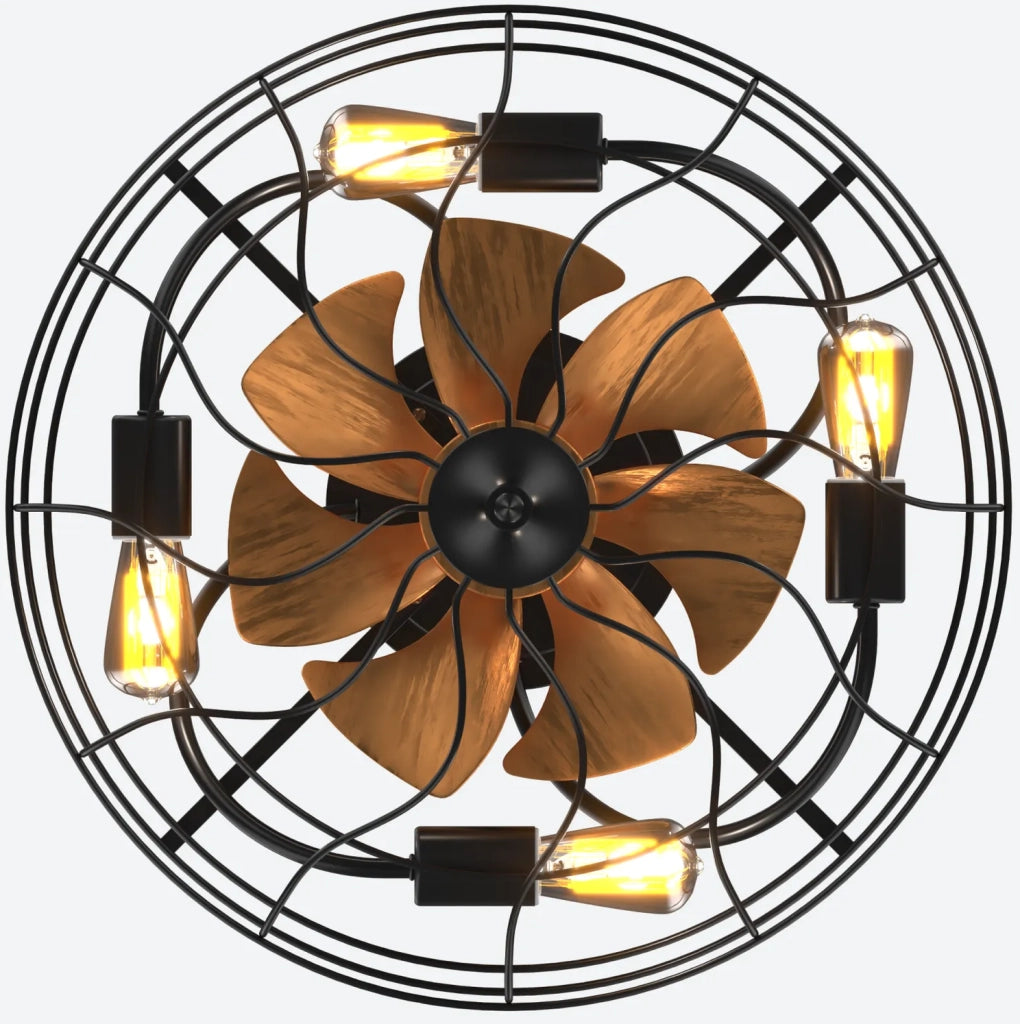 Ventilatore da soffitto 20 pollici con luce, 7 pale e telecomando nero