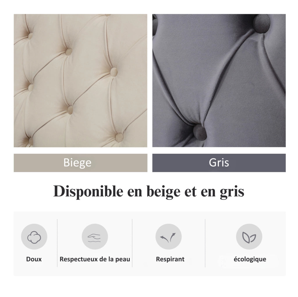 Letto matrimoniale grigio in flanella con testiera capitonnè e contenitore idraulico 140x190 cm