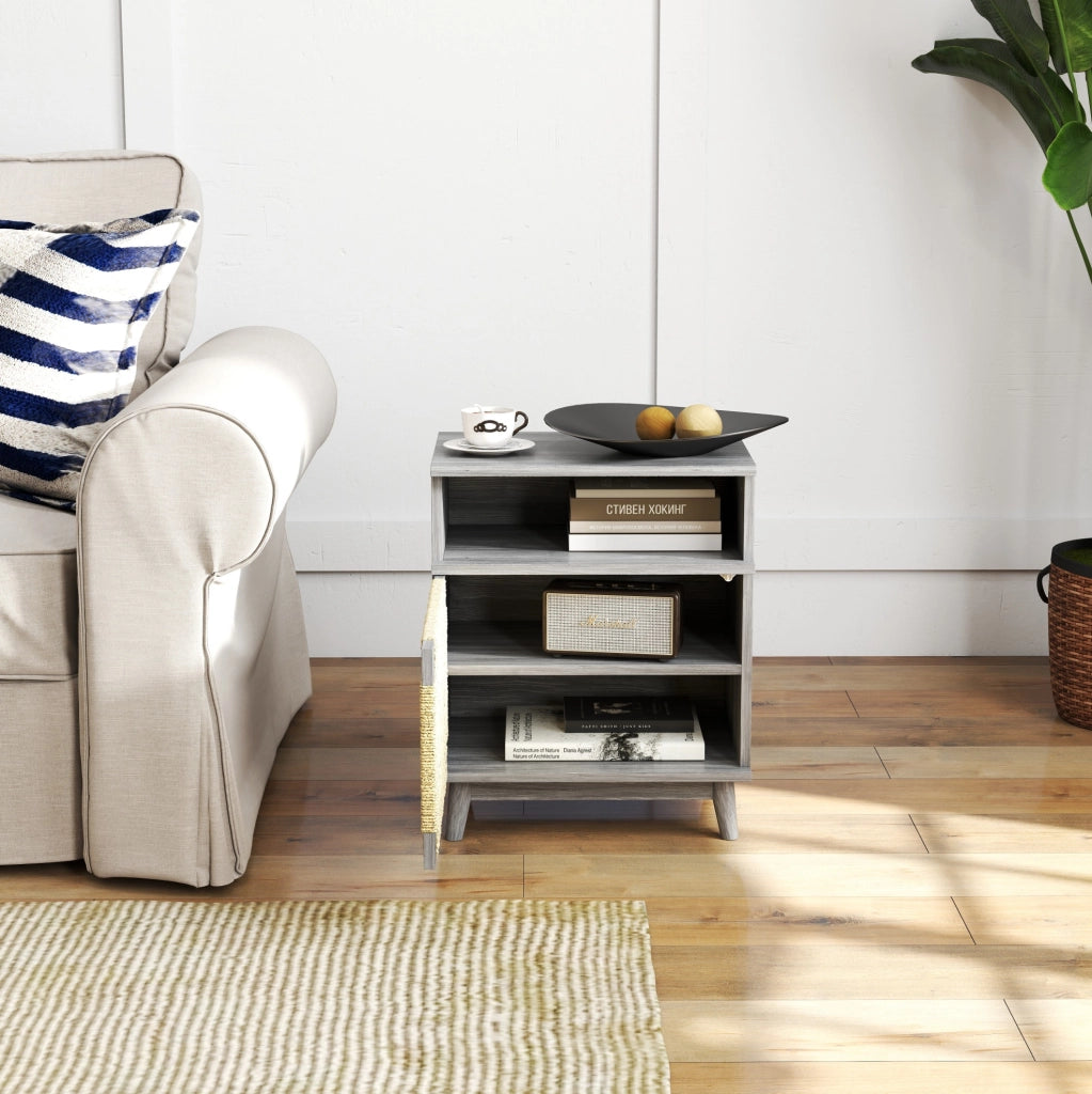 Set di 2 comodini grigi 48x35x58 cm in legno con ripiano regolabile