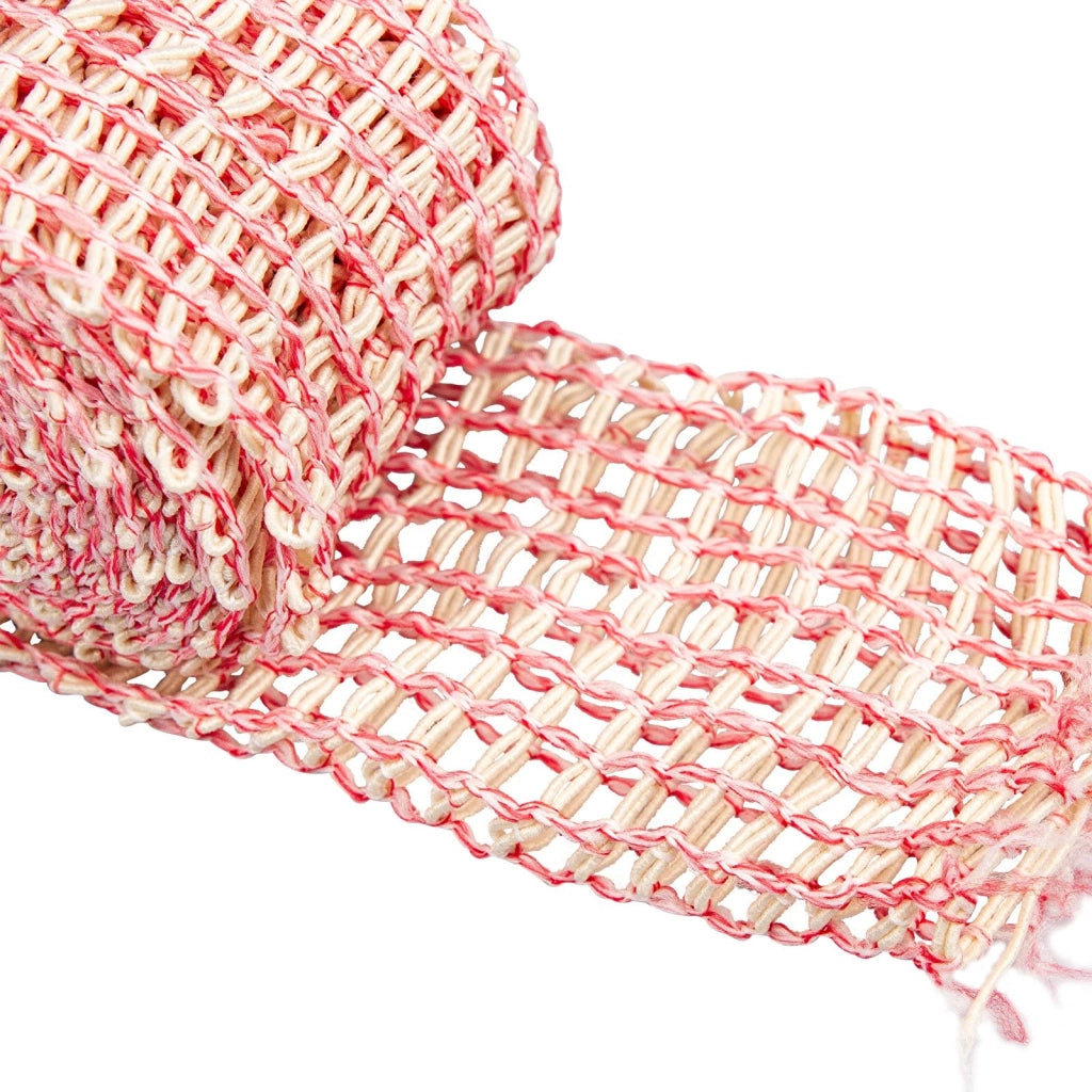 Rete elastica in tessuto, 18 cm di larghezza, 3 metri di lunghezza, colore rosso/beige, resistente al calore fino a 220°C