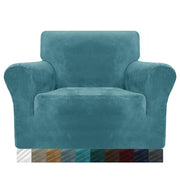 Copertura per sedia in velluto, per 1 posto, elasticizzata, antiscivolo, color blu pavone