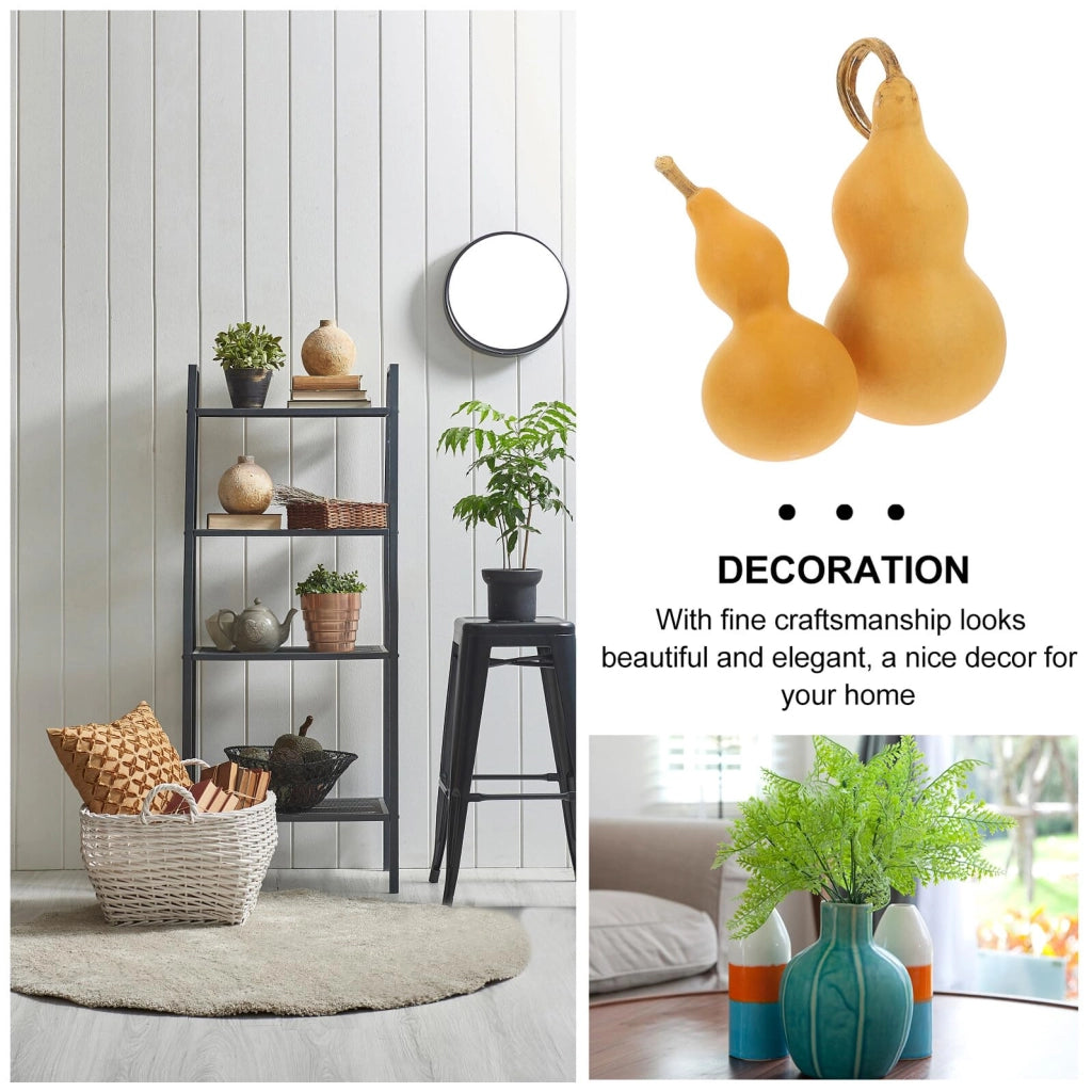 Set di 2 zucche decorative artigianali, pressate, alte 9-14 cm, ideali per la decorazione della tavola
