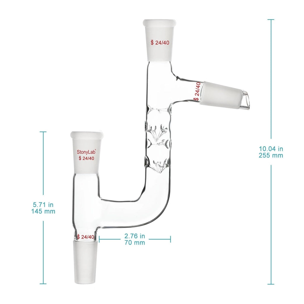Adattatore per distillazione Kjeldahl, a 4 vie, attacco 24/40, in vetro borosilicato