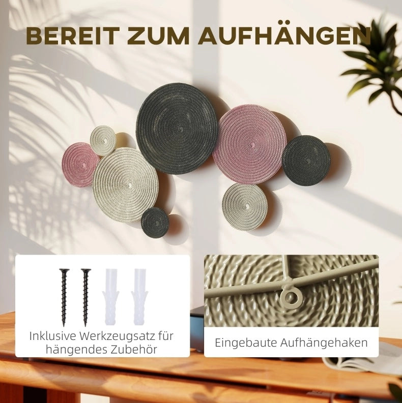 DECORAZIONE da parete con 8 dischi in metallo 110x7x58 cm bronzo