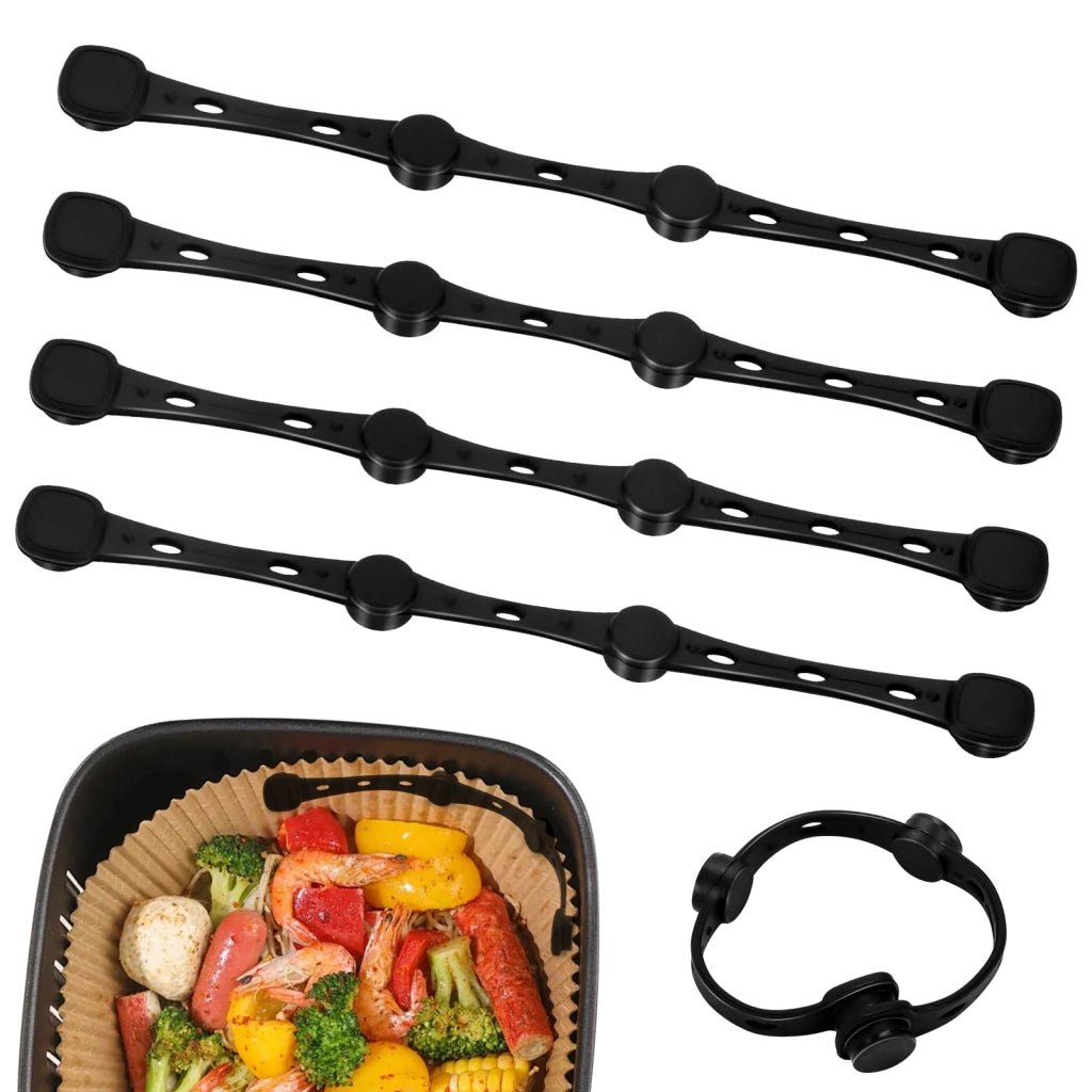 4 fogli di carta forno per friggitrici ad aria, magnetici, in silicone, 17,5 cm, neri