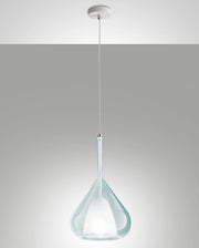 Lampada a Sospensione Lila Fabas Luce Vetro Azzurro Ø250mm E27