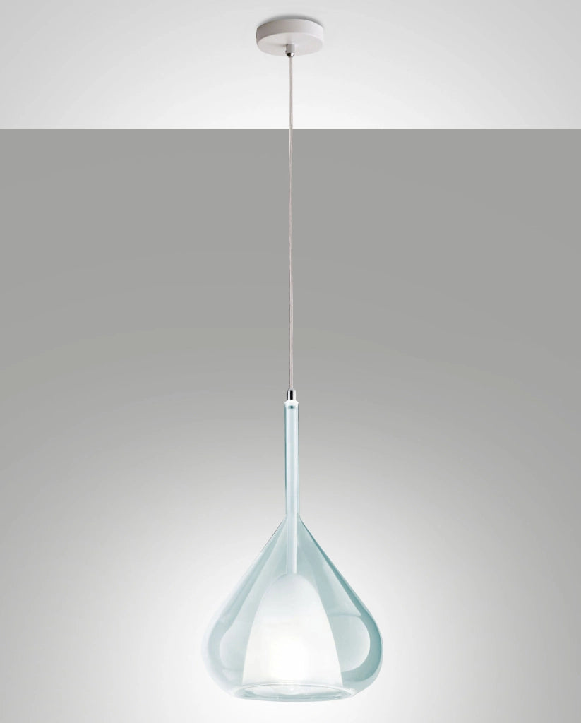 Lampada a Sospensione Lila Fabas Luce Vetro Azzurro Ø250mm E27