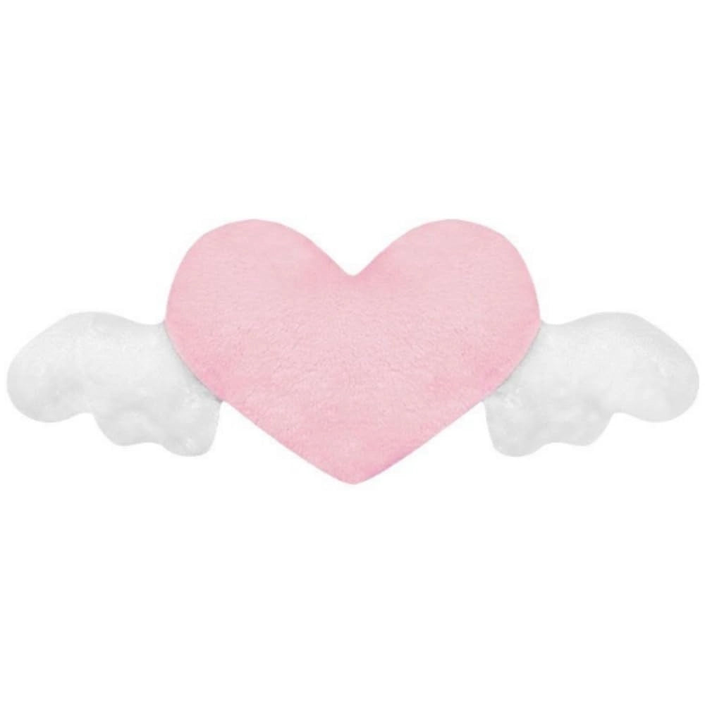 Cuscino a forma di cuore con ali d'angelo, morbido, 70 cm, rosa