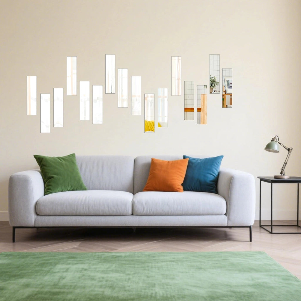 Set di 6 specchi acrilici autoadesivi, dimensioni 40x10 cm, qualità HD