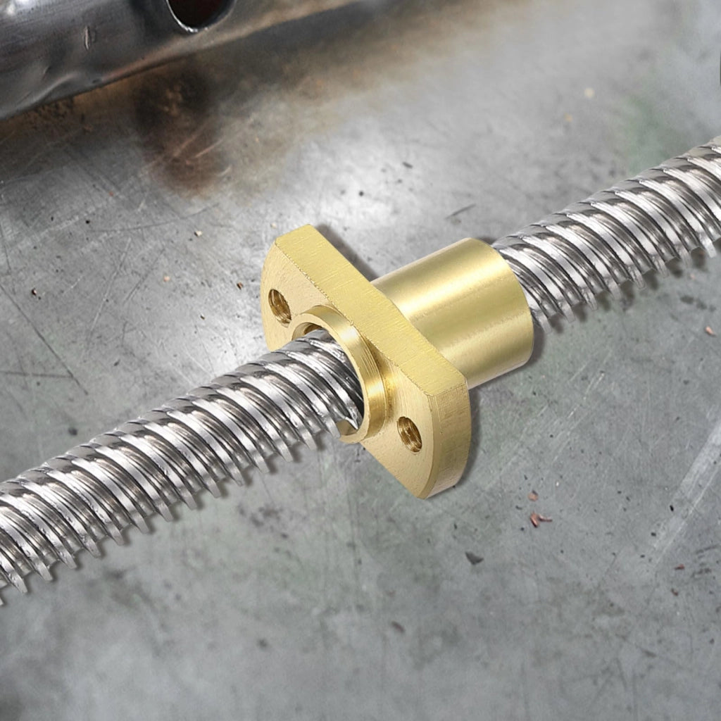 4 dadi in ottone, modello Tr8, diametro 10 mm, passo 2 mm, filettatura a due filetti