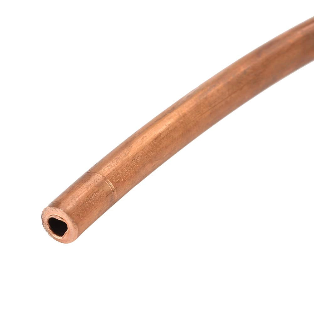 Tubo di rame T2, lunghezza 2 metri, diametro interno 4 mm, diametro esterno 6 mm, spessore della parete 1 mm