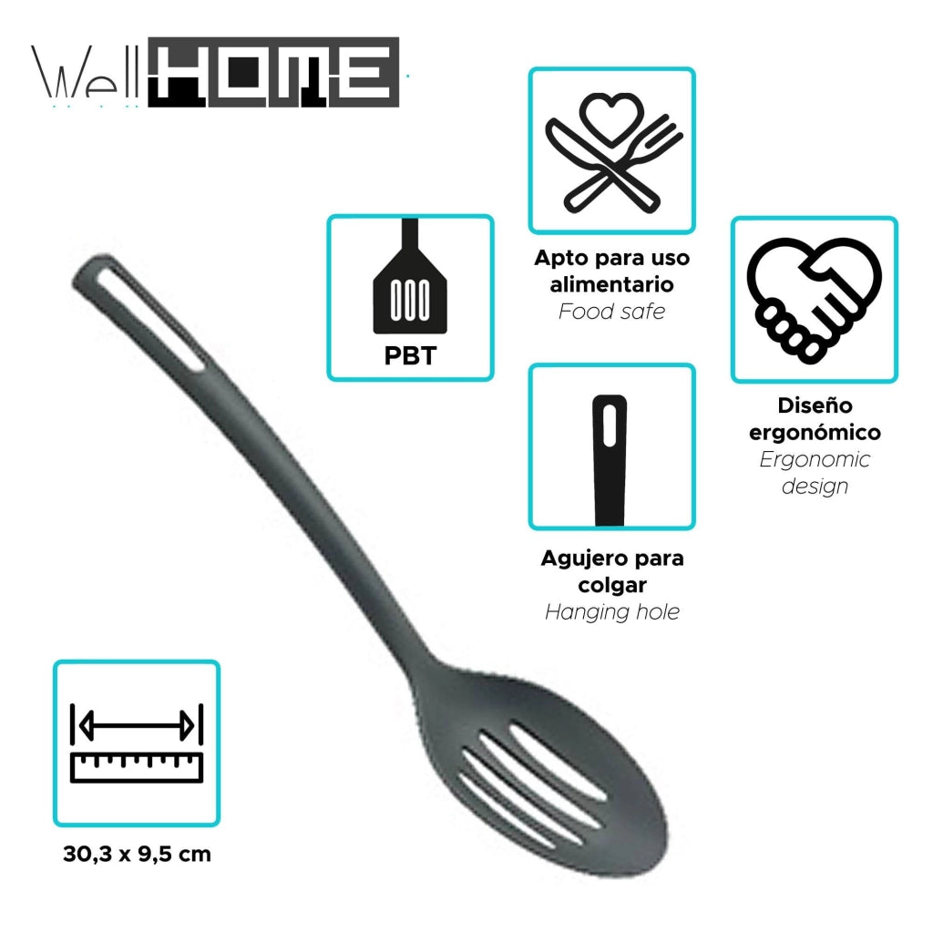 Set di pentole da cucina, 3 pezzi, diametro 16/20/24 cm, in alluminio, colore nero + 6 utensili da cucina
