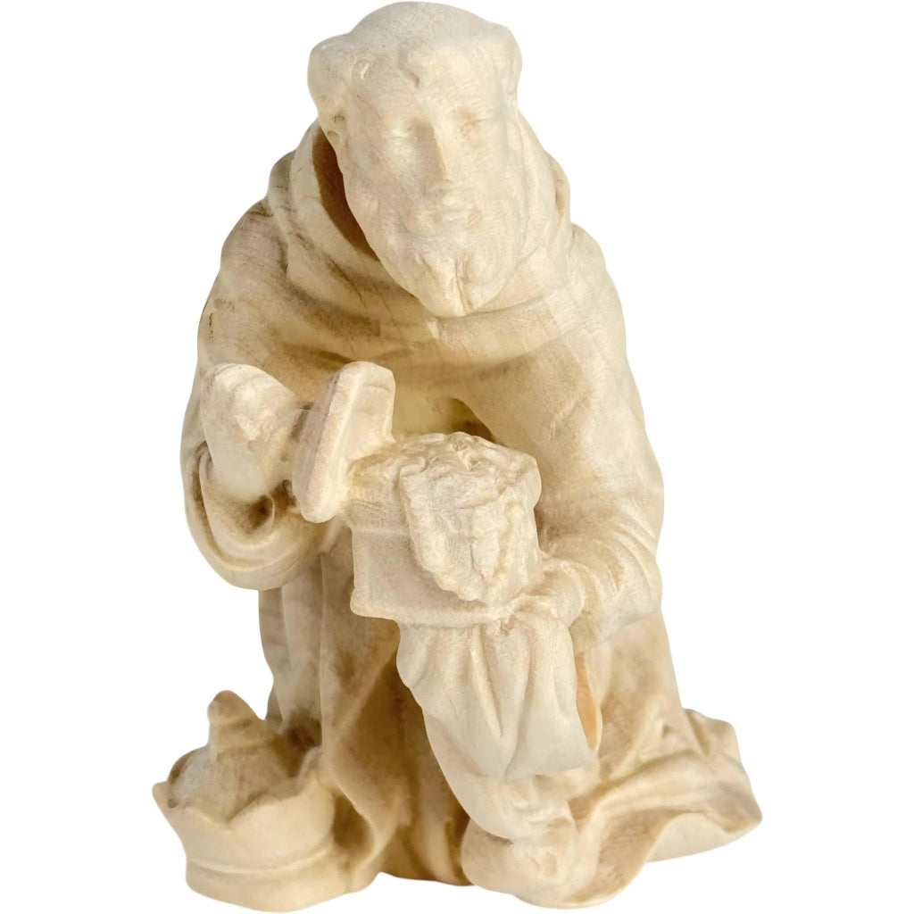 Re Melchiorre con l'oro, statuetta in legno, altezza 6 cm, dipinta a mano