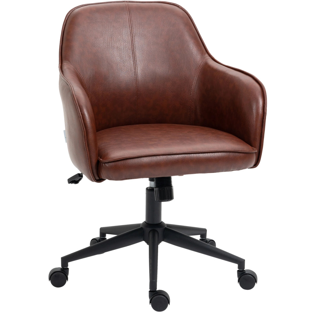 Sedia da ufficio 58,5 x 62 x 91 cm in similpelle marrone, oscillante e regolabile