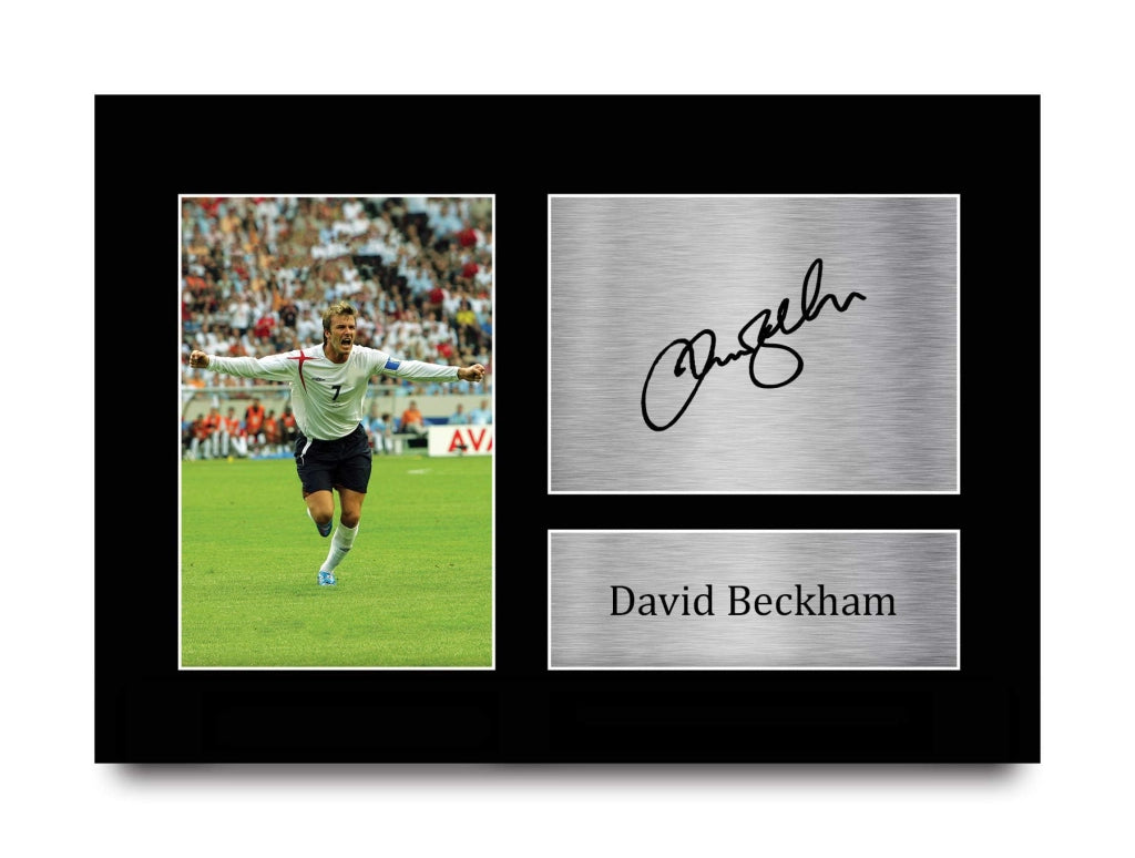 A4, foto di David Beckham, nazionale inglese, con firma stampata