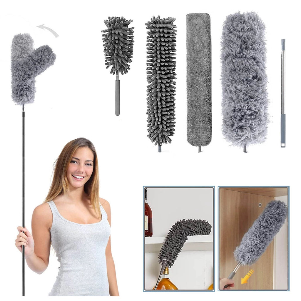 Set di spolverini telescopici, composto da 5 pezzi, estensibile da 25 a 256 cm, lavabile