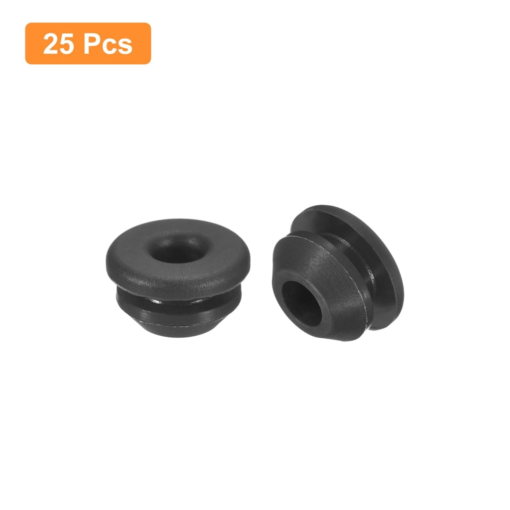 Tappi in silicone per fori da 6,5 a 7 mm, colore nero, confezione da 25 pezzi