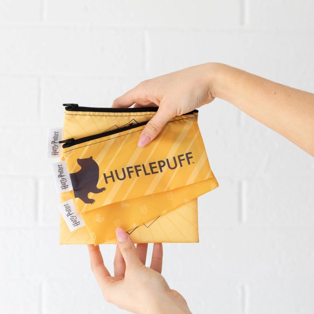 Set di 3 sacchetti riutilizzabili per panini, lavabili, senza BPA, tema Hufflepuff