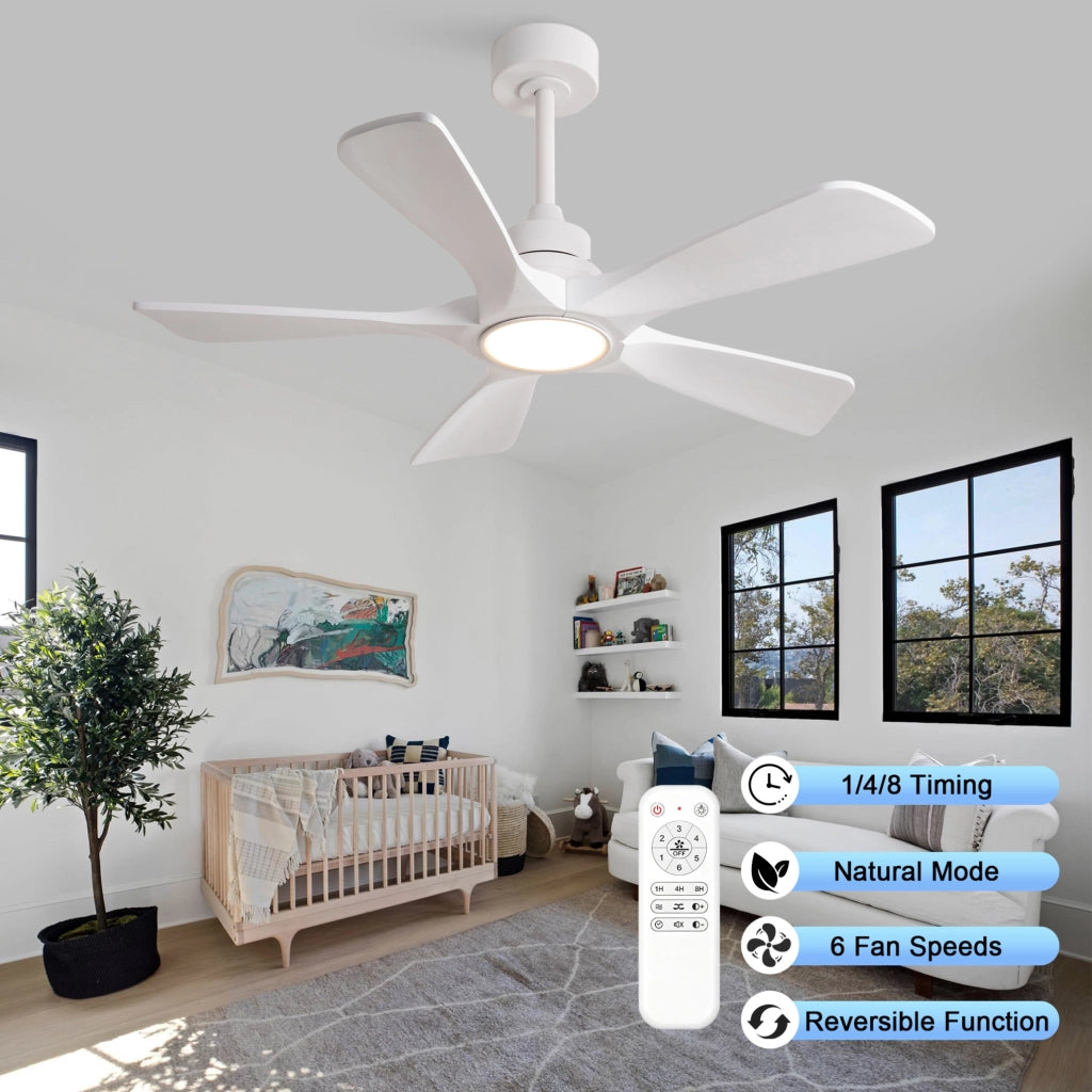 Ventilatore da soffitto bianco da 42 pollici con luce LED e telecomando
