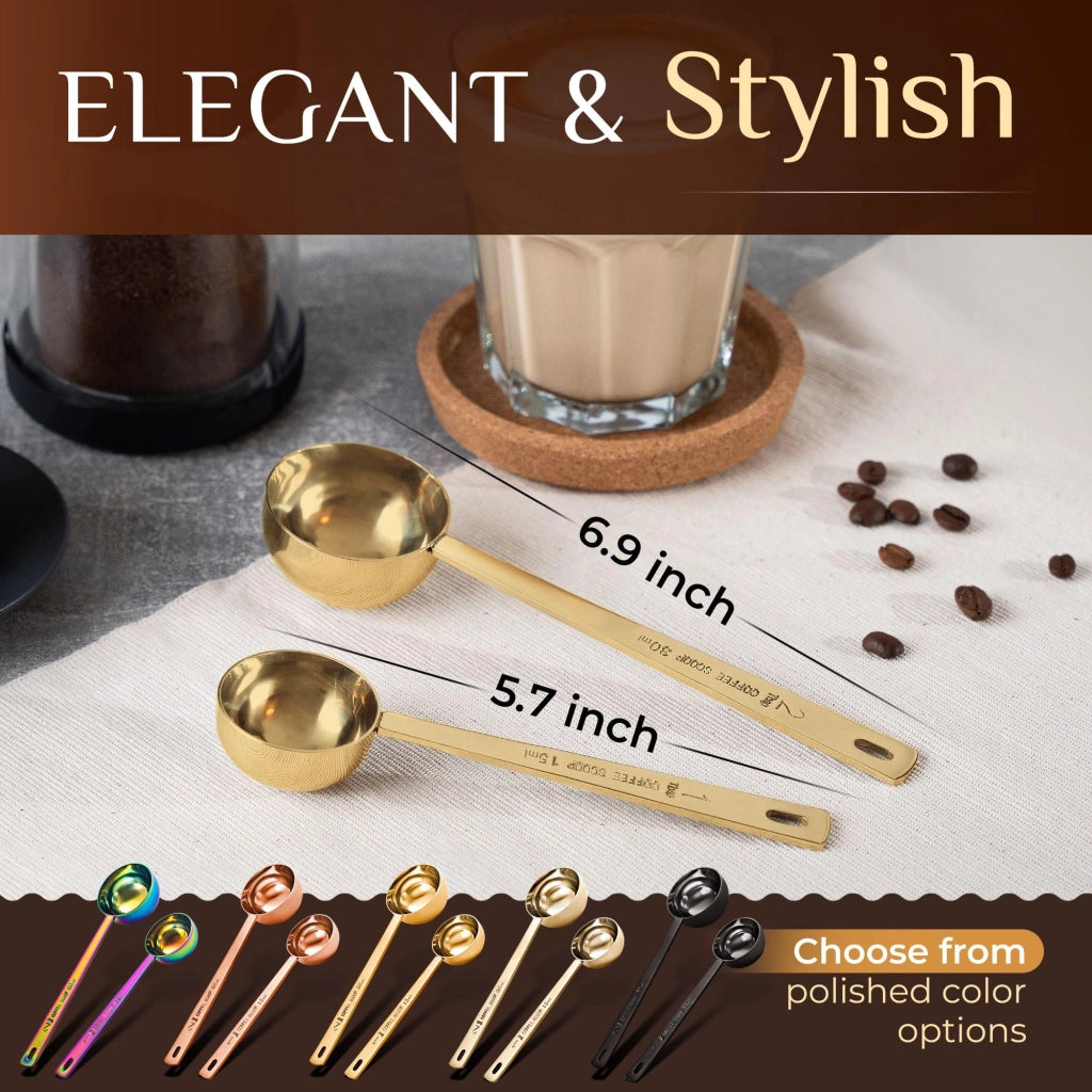 Set di cucchiaini per caffè, confezione da 2, in acciaio inossidabile, capacità 15 ml e 30 ml