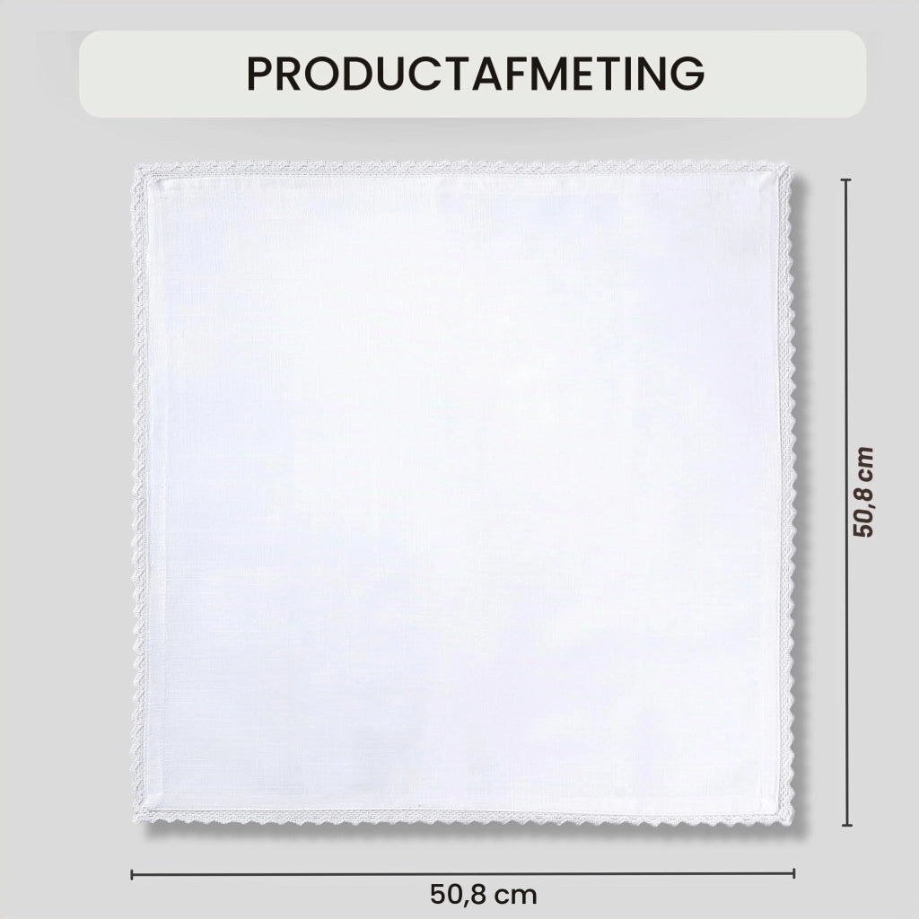 Confezione da 12 tovaglioli in tessuto, 50x50 cm, colore bianco, 100% cotone