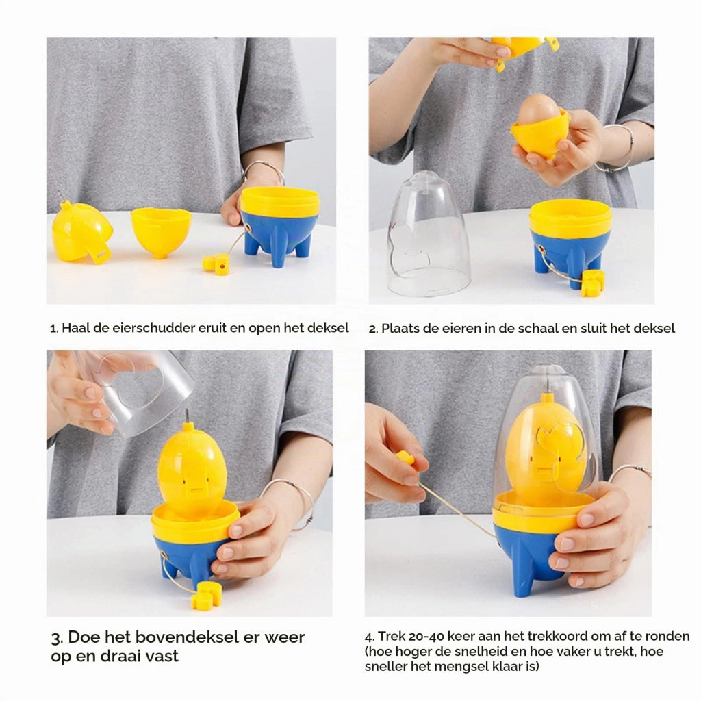Frullatore manuale per uova, portatile, dorato, blu