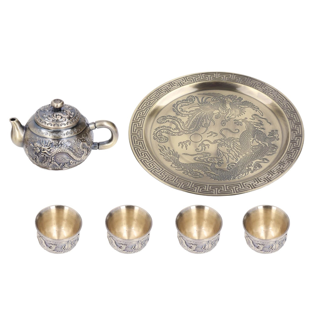 Set di caffettiere turche, 4 tazze, vassoio, lega di zinco, stile vintage