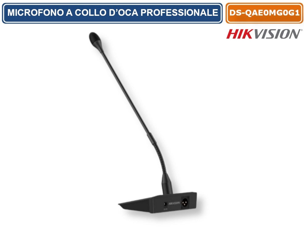 HIKVISION DS-QAE0MG0G1 MICROFONO A COLLO D’OCA PROFESSIONALE PER SISTEMI PA CON PREAMPLIFICATORE INTEGRATO E SUPPORTO ALIMENTAZIONE PHANTOM