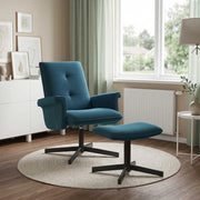 Poltrona girevole con poggiapiedi Blu Velluto 42045607