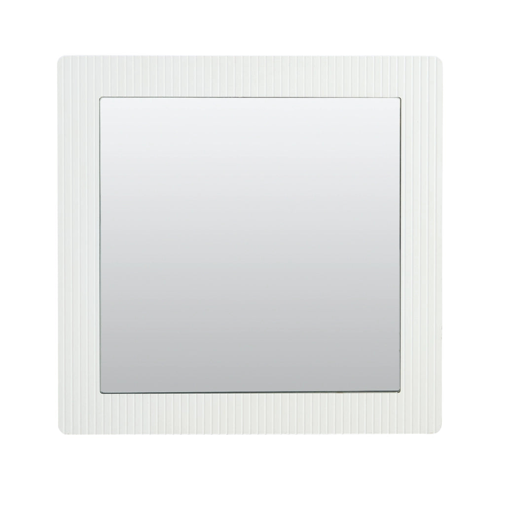 Specchio da parete quadrato 80x80 cm con cornice in MDF bianco a righe verticali