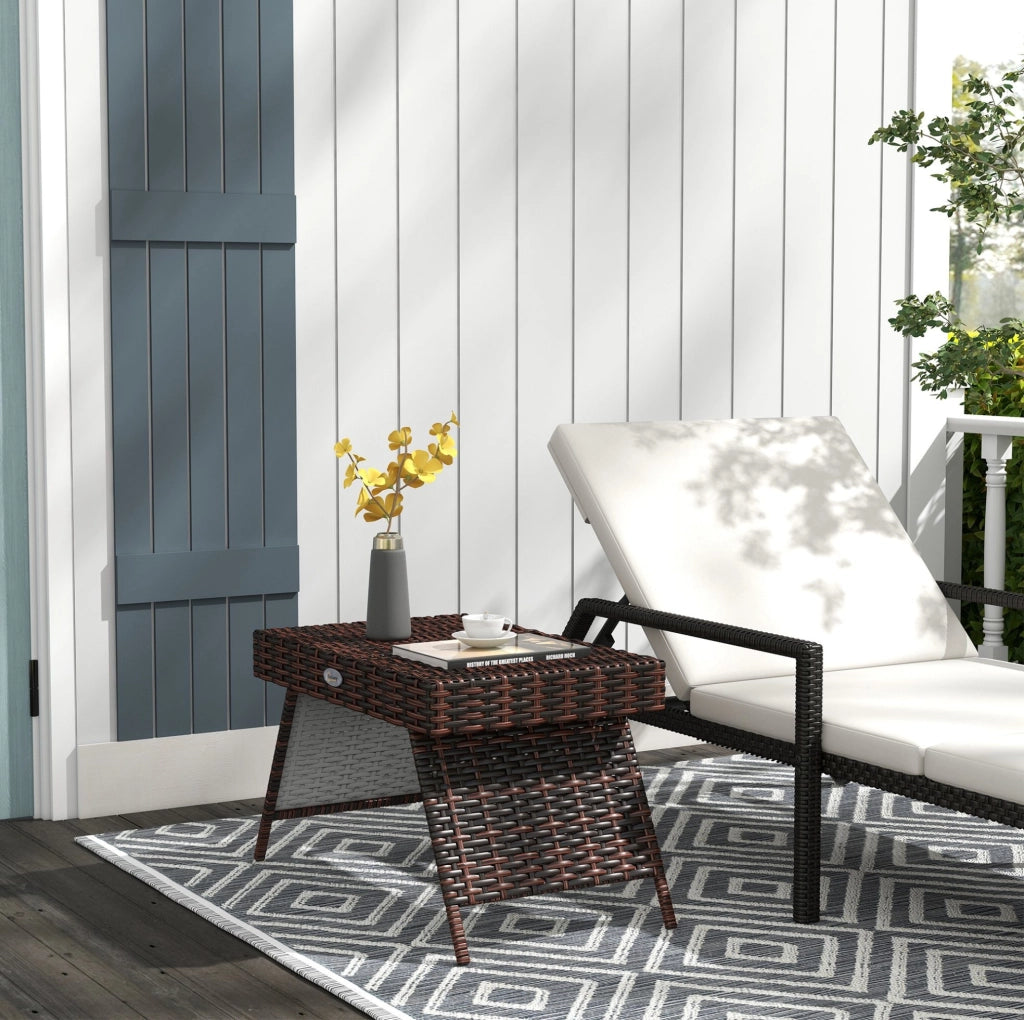 Tavolino pieghevole in rattan marrone 60 x 41 x 41 cm