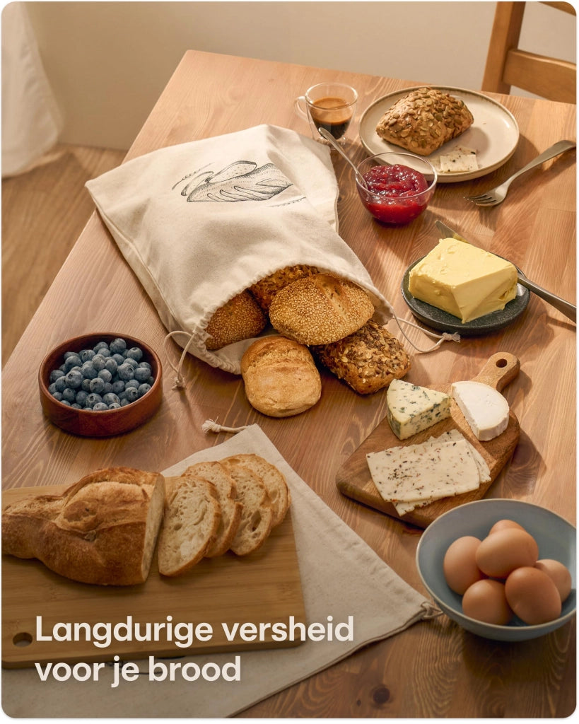 Borsa per il pane in lino, 30x40 cm, color beige – set da 2, riutilizzabile