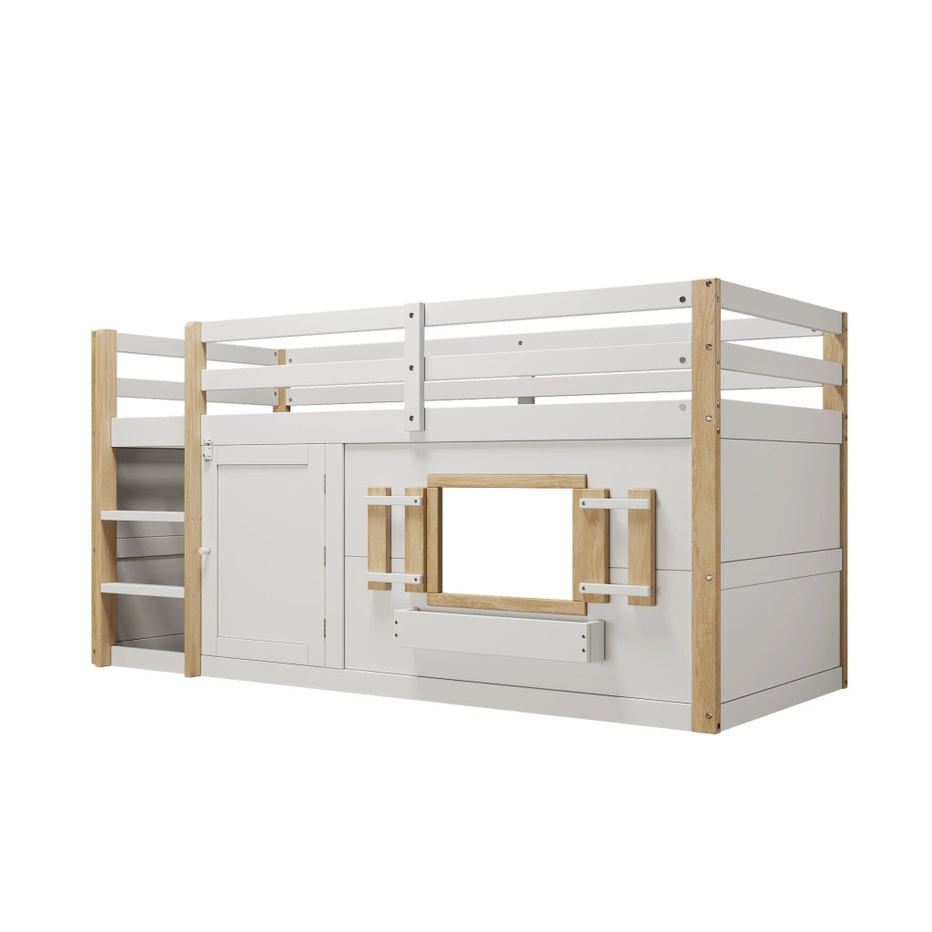 Letto a soppalco bambini 90x200 bianco con scaletta
