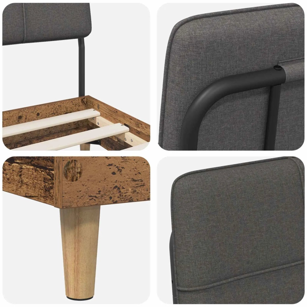Letto singolo con testiera Legno vecchio e grigio scuro 8003483