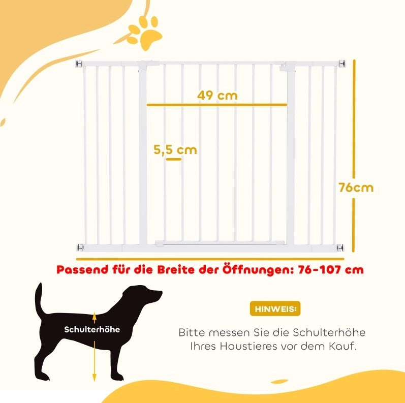 Cancello di sicurezza per porta e scale 76-107 x 76 cm metallo bianco, senza foratura