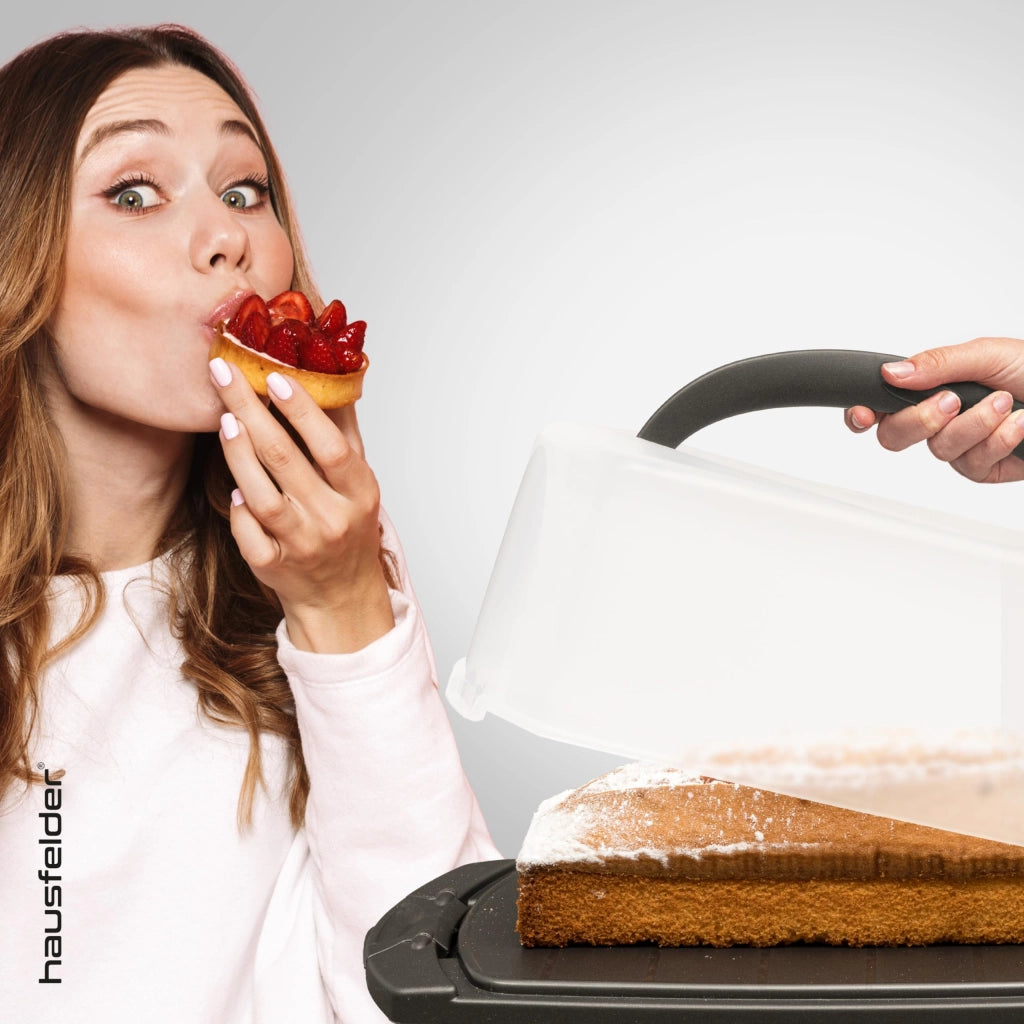 Contenitore rettangolare per torte, dimensioni 34x17x12 cm, in plastica trasparente