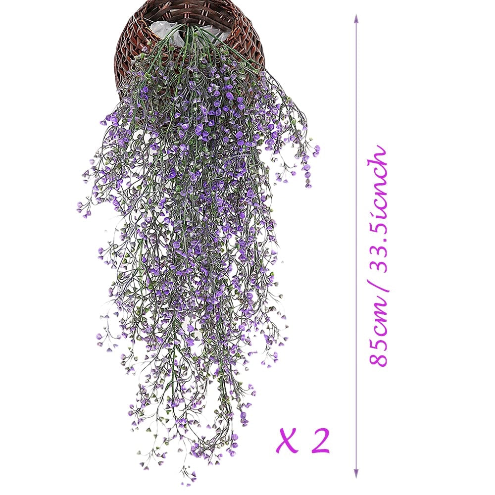 Set di 2 fiori artificiali, da appendere, altezza 85 cm, color viola, adatti per interni ed esterni