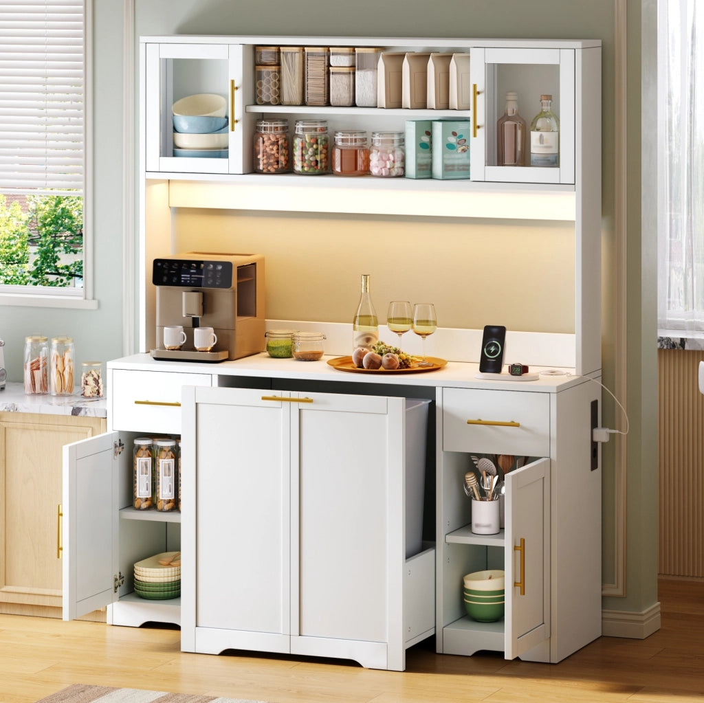Mobile da cucina bianco in MDF con vani, cassetti e pattumiera