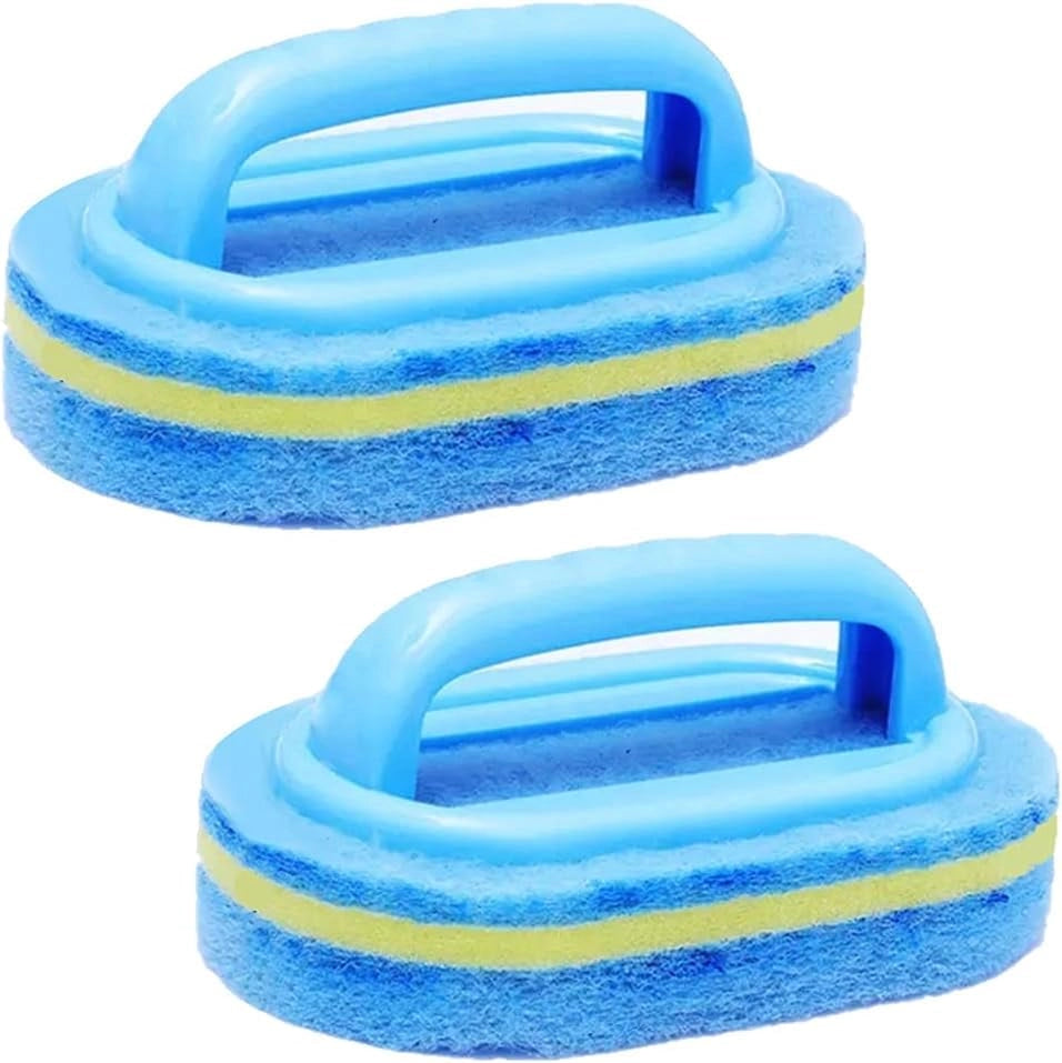 Set di 2 spazzole per la pulizia con manico, ideali per bagno, cucina e piastrelle