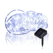 Lampada solare da esterno, 5 metri di lunghezza, 50 LED, impermeabile (bianca)