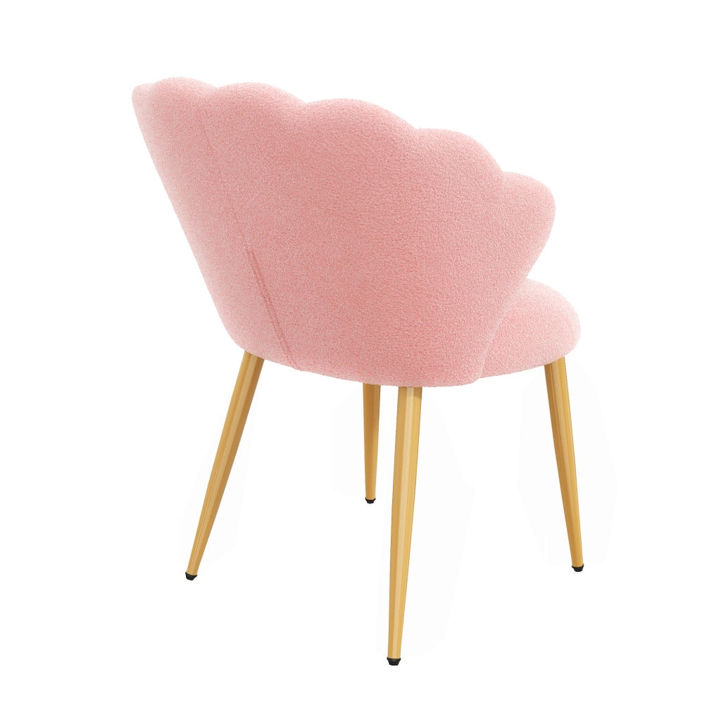 6 sedie da pranzo 60x62;5x83 cm in peluche rosa con cuscini