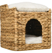 Cuccia per gatti in rattan 37,5 x 37,5 x 41,5 cm marrone, 2 livelli con cuscini