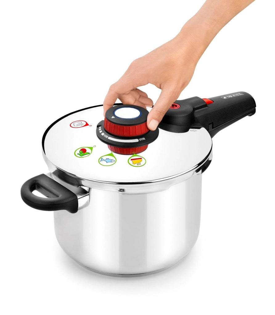 Moderna pentola a pressione in acciaio inox, 7 litri, argento