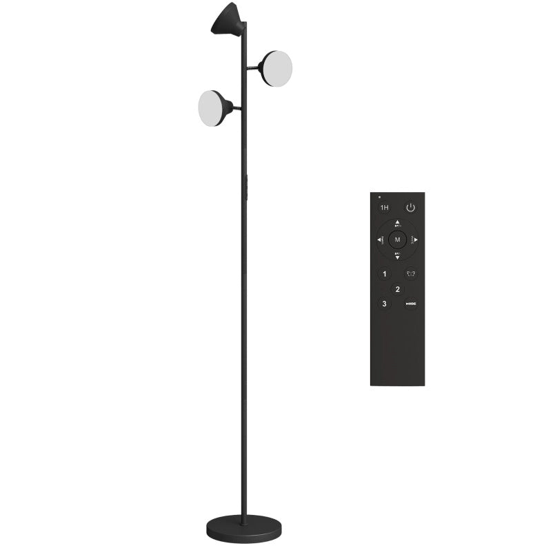 Lampada da terra dimmerabile RGB con 3 teste orientabili, nera